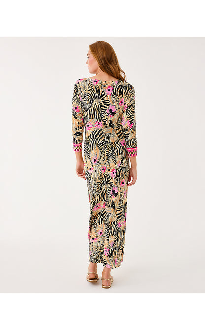 DEMY MAXI DRESS, RUTABAGA EL MOROCCO ENGINEERED KNIT MAXI DRESS