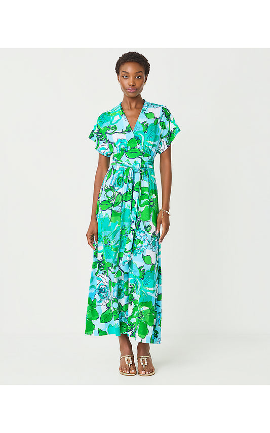KEENAN MAXI DRESS, CAPRI BLUE ROUSSEAUS ROSES