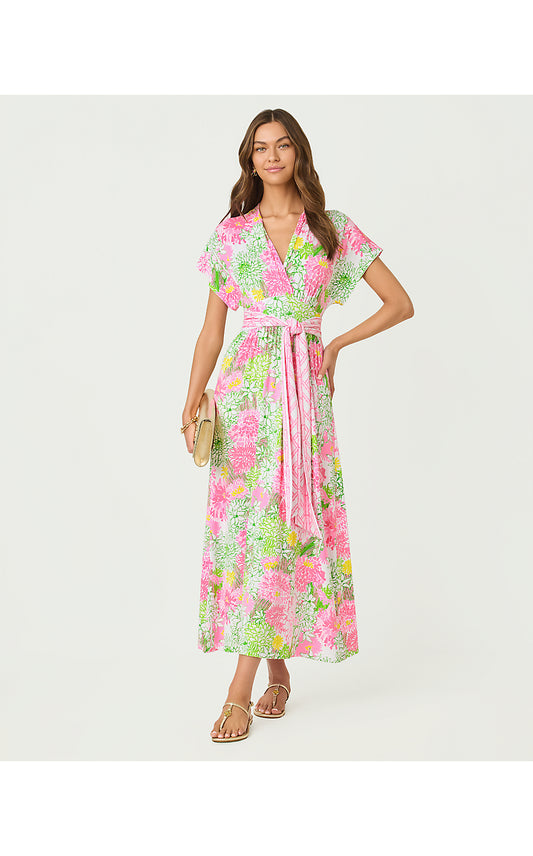KEENAN MAXI DRESS, RESORT WHITE MUM PATCH ENGINEERED KNIT DRESS