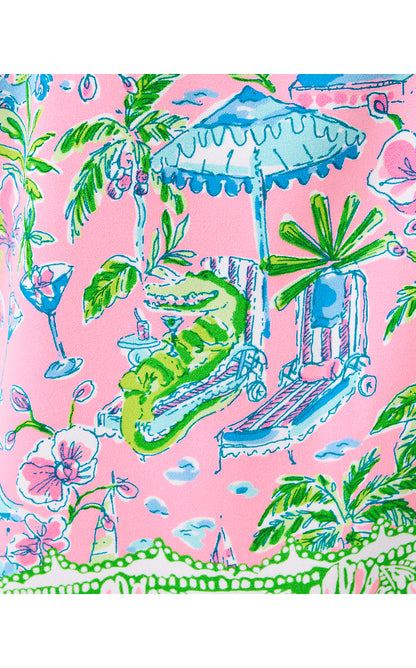 CAROLINE SLEEVELESS TOP, CONCH SHELL PINK SUNNY DEE ENGINEERED WOVEN TOP