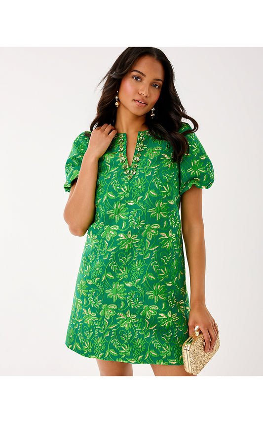 JARREN DRESS, BAMBOO GREEN SUNSEEKER JACQUARD