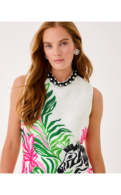 KATHANI STRETCH DRESS, COCONUT PRANCING IN THE MOONLIGHT ENGINEERED WOVEN DRESS