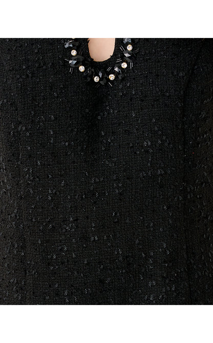 EMMYLOU BOUCLE DRESS, NOIR CHIC CHICK BOUCLE