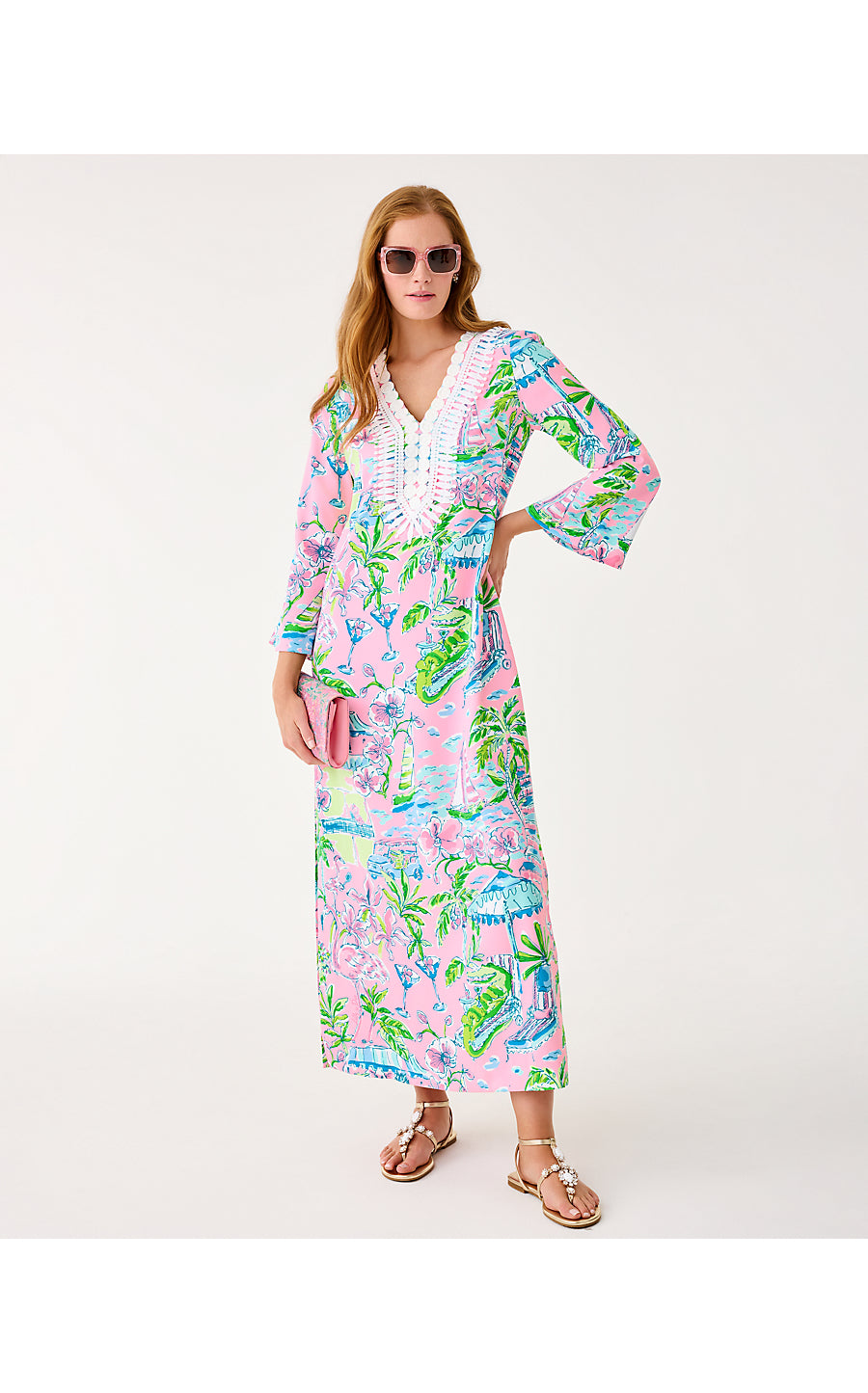 OCLEPPO MAXI CAFTAN, CONCH SHELL PINK OVERSIZED SUNNY DEE