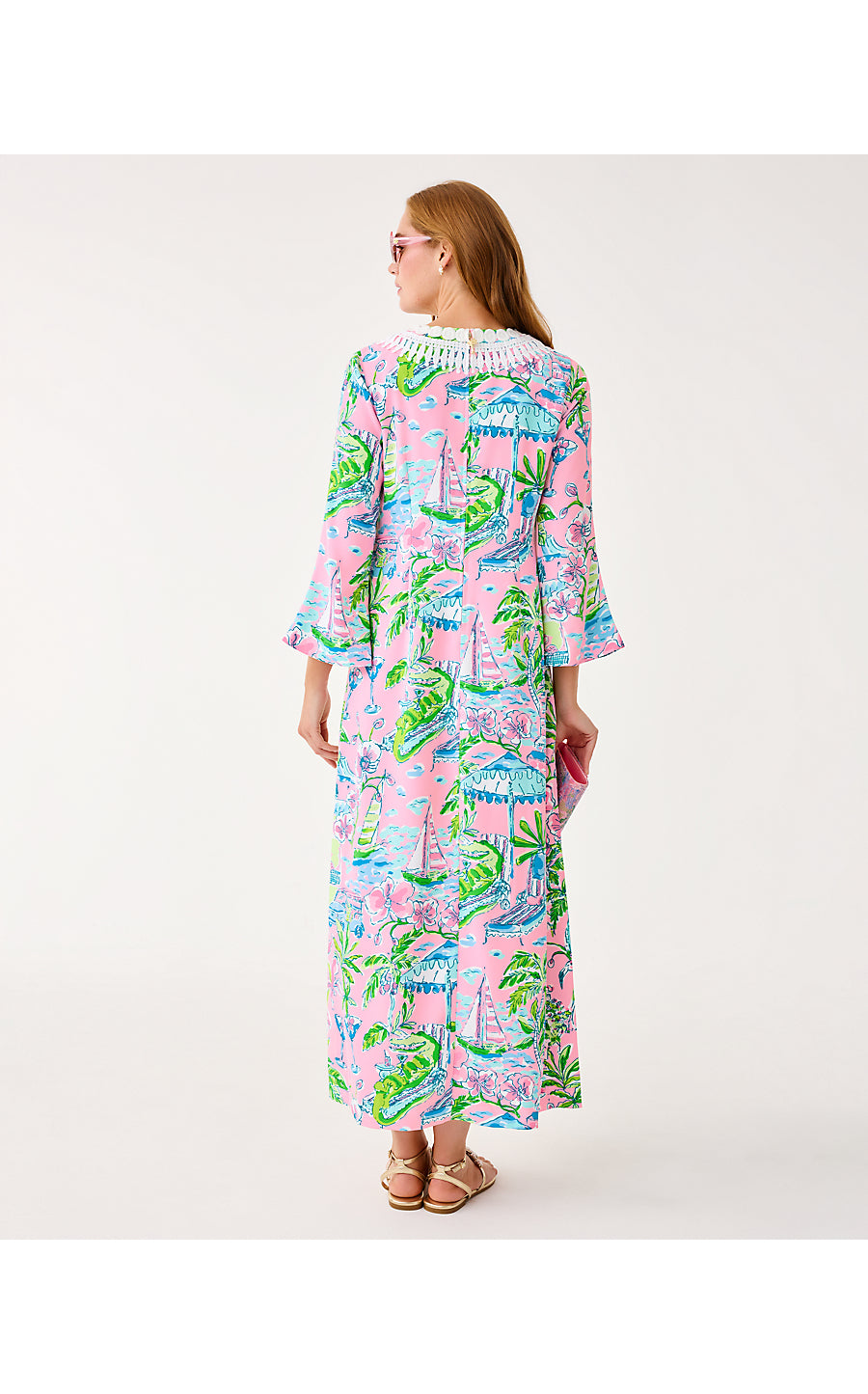 OCLEPPO MAXI CAFTAN, CONCH SHELL PINK OVERSIZED SUNNY DEE