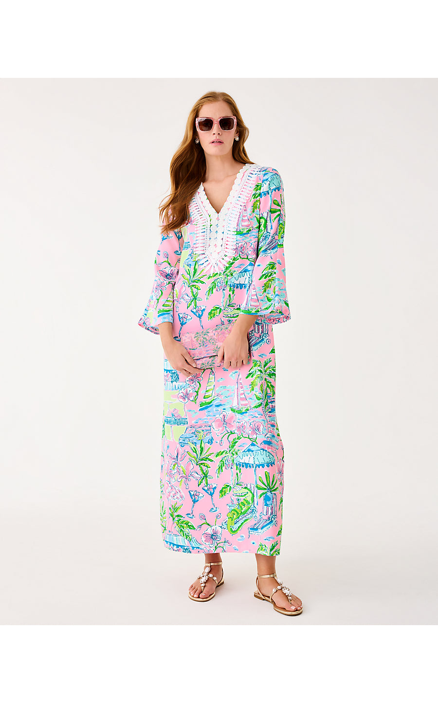 OCLEPPO MAXI CAFTAN, CONCH SHELL PINK OVERSIZED SUNNY DEE