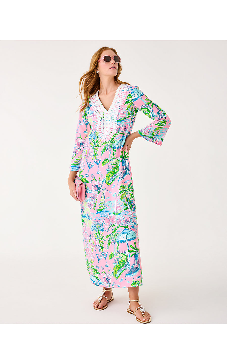 OCLEPPO MAXI CAFTAN, CONCH SHELL PINK OVERSIZED SUNNY DEE