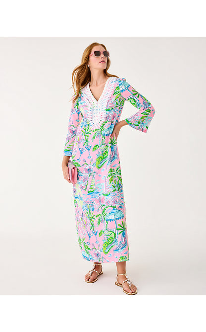 OCLEPPO MAXI CAFTAN, CONCH SHELL PINK OVERSIZED SUNNY DEE