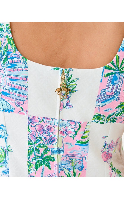 DEE STRETCH MAXI SHIFT, MULTI SUNNY DEE PATCH ENGINEERED WOVEN MAXI SHIFT