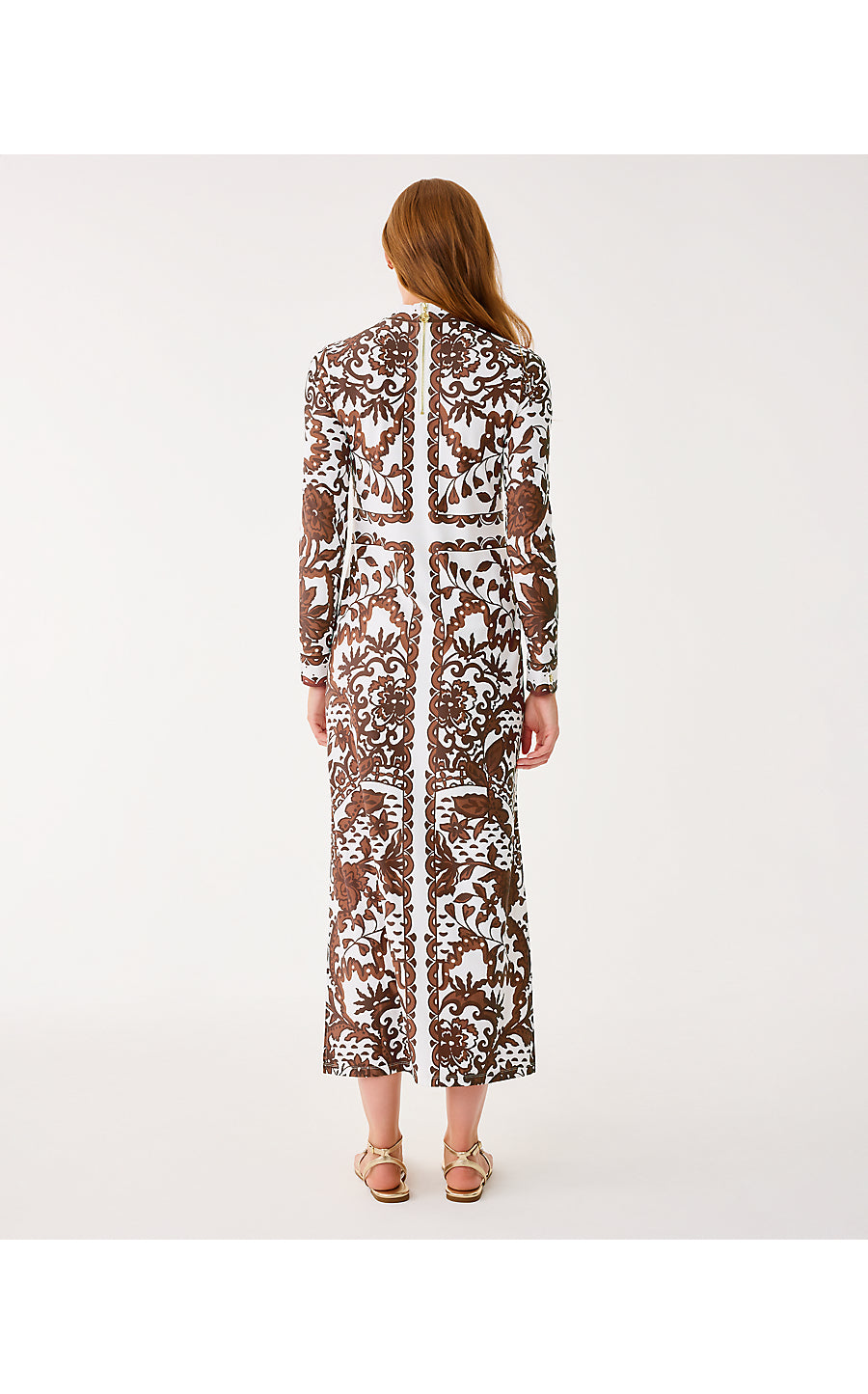 QUINN UPF 50+ MAXI DRESS, BEACHCOMBER BROWN SPICY SOCIALITE ENGINEERED CHILLYLILLY