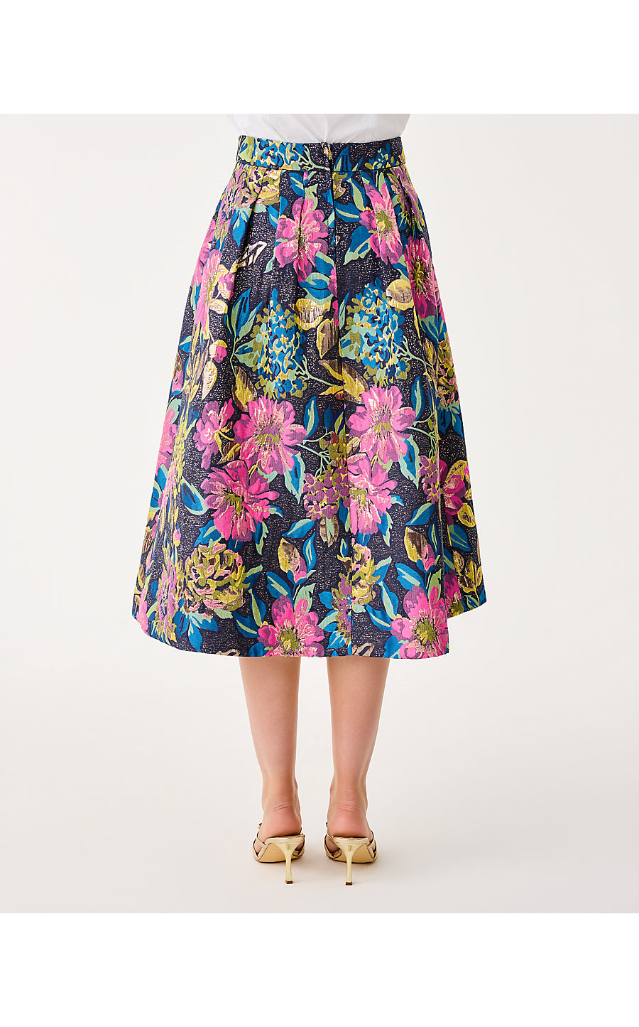 ELYCE MIDI SKIRT, MULTI CANOPY BLOOMS FLORAL JACQUARD
