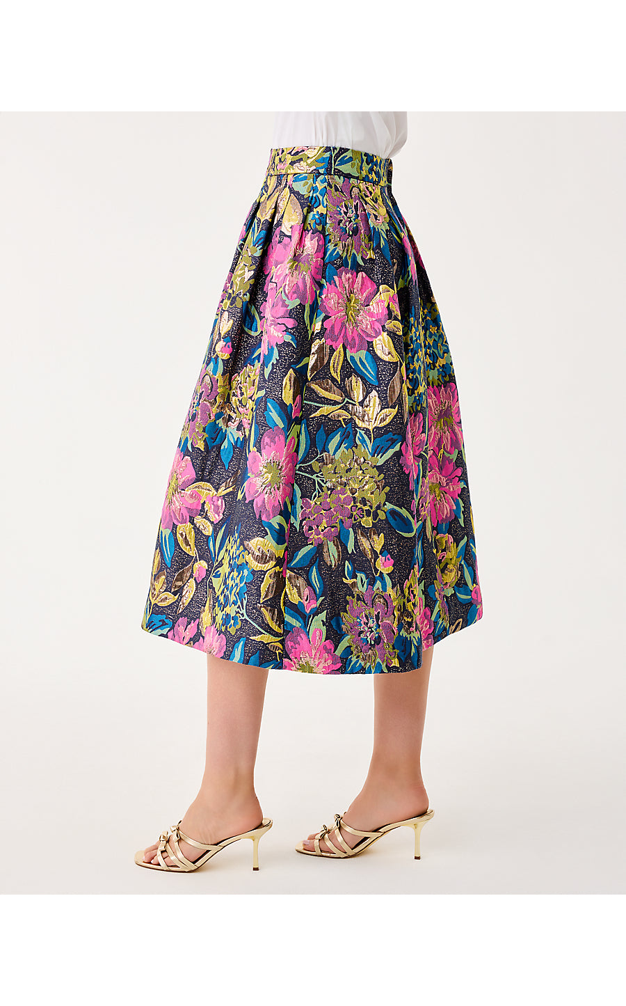 ELYCE MIDI SKIRT, MULTI CANOPY BLOOMS FLORAL JACQUARD