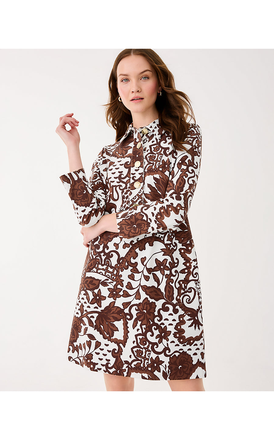 GABI DRESS, BEACHCOMBER BROWN SPICY SOCIALITE