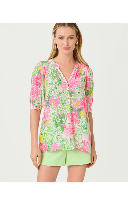 ELSA SHORT SLEEVE TOP, RESORT WHITE MUM PATCH