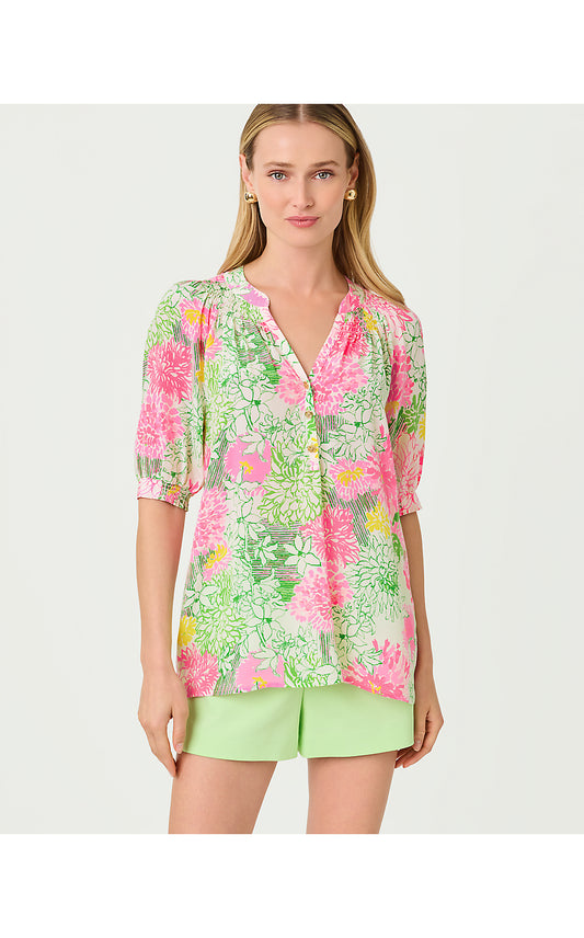 ELSA SHORT SLEEVE TOP, RESORT WHITE MUM PATCH