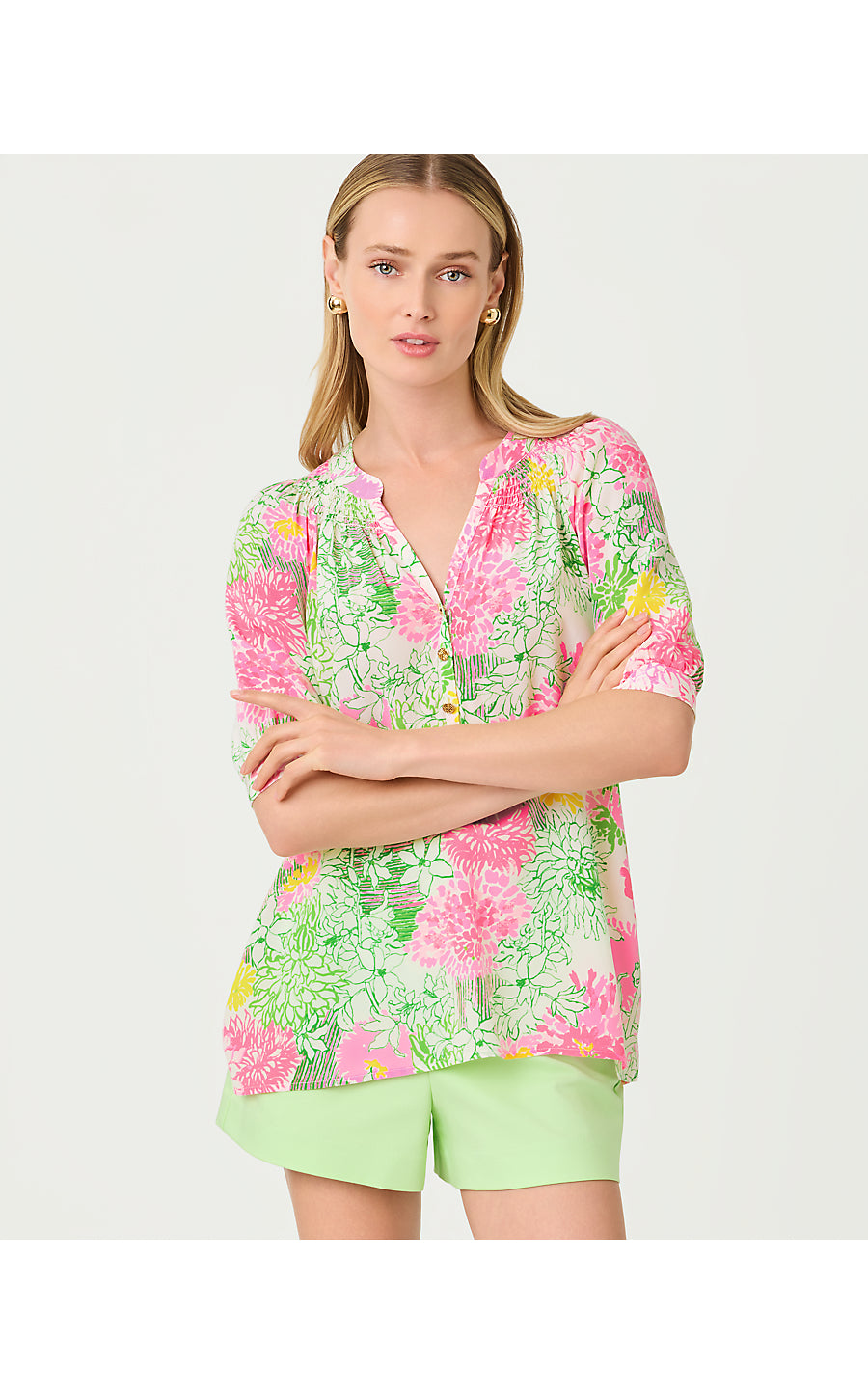 ELSA SHORT SLEEVE TOP, RESORT WHITE MUM PATCH