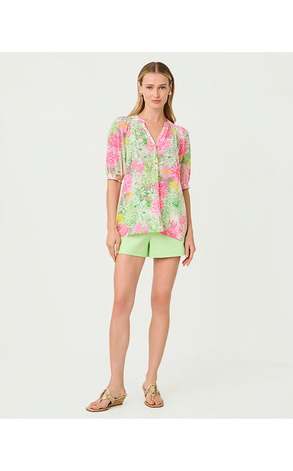 ELSA SHORT SLEEVE TOP, RESORT WHITE MUM PATCH