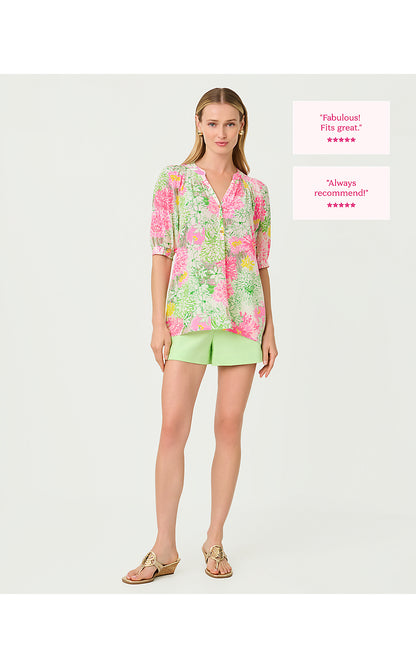 ELSA SHORT SLEEVE TOP, RESORT WHITE MUM PATCH
