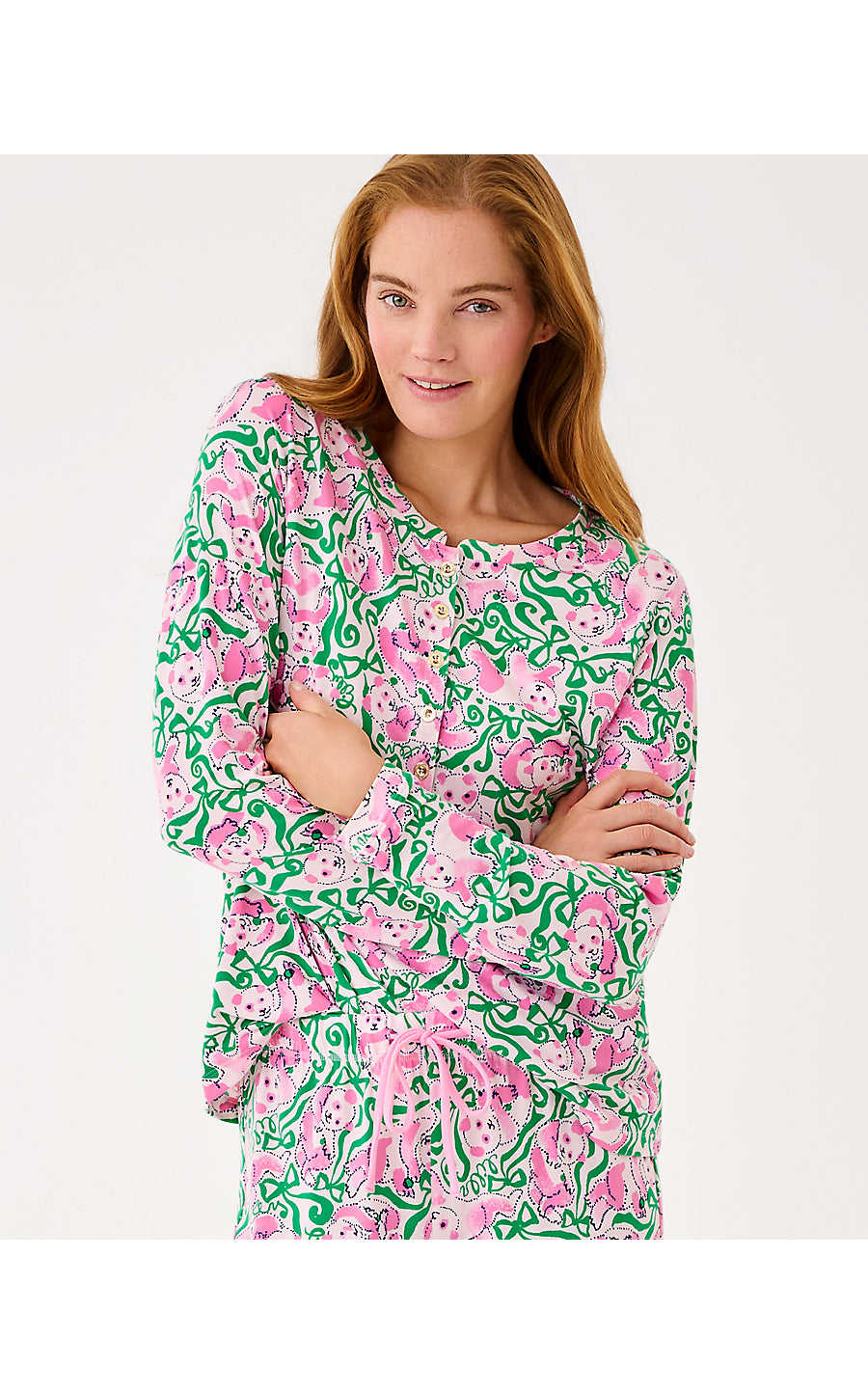 ALEXANDAR PJ TOP, PINK QUARTZ PANDA N BOWS