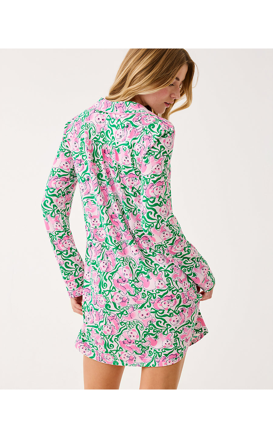 BRONA PJ SLEEPDRESS, PINK QUARTZ PANDA N BOWS