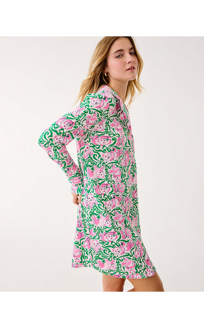 BRONA PJ SLEEPDRESS, PINK QUARTZ PANDA N BOWS