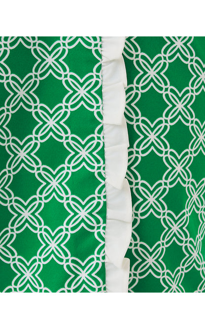 MONICA RUFFLE SKORT UPF 50+, BAMBOO GREEN BOO GREEN OPEN BUTTERFLY PATTERN