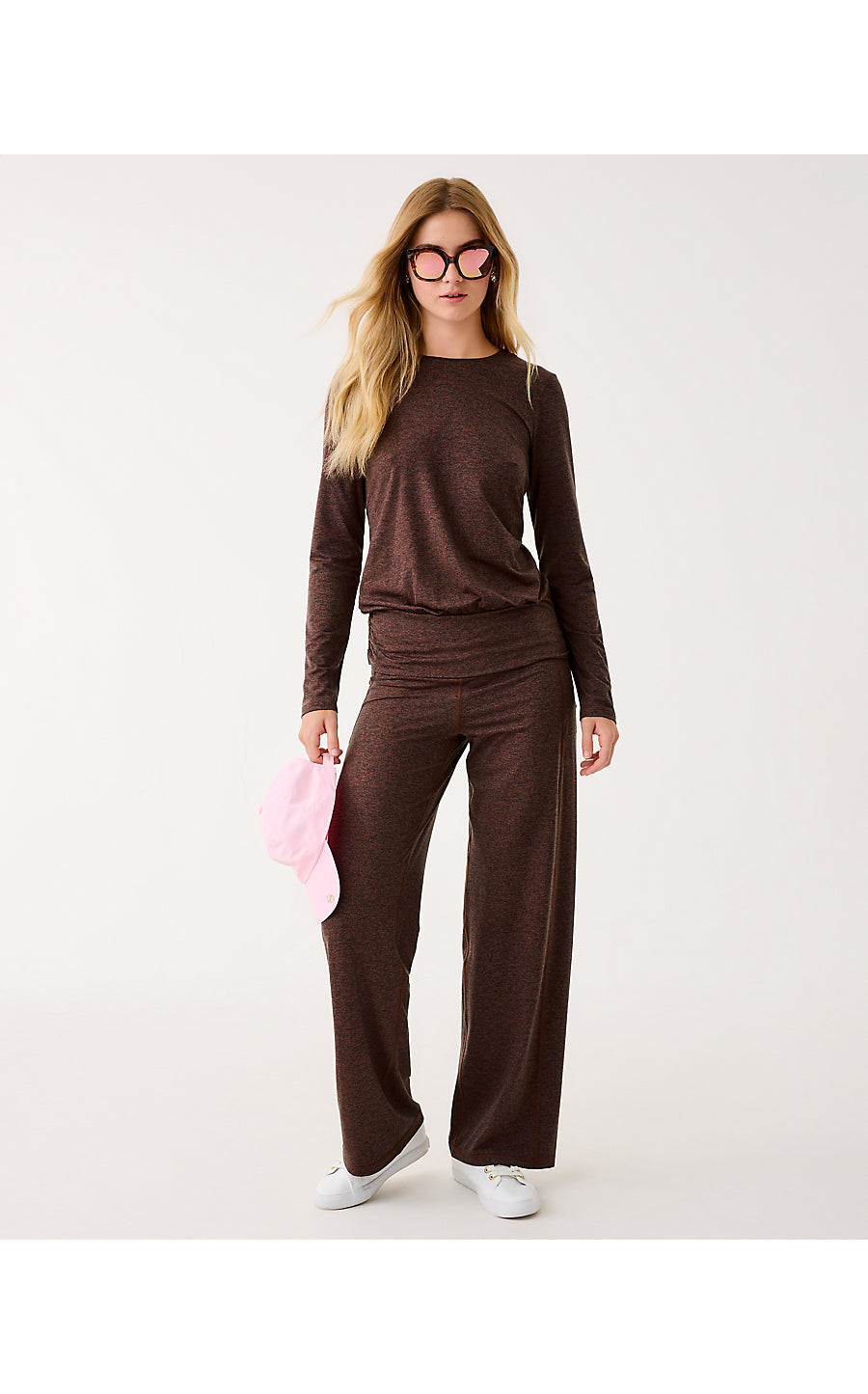 CLARO LONG SLEEVE TOP UPF 50+, FRENCH ROAST X NOIR HEATHER