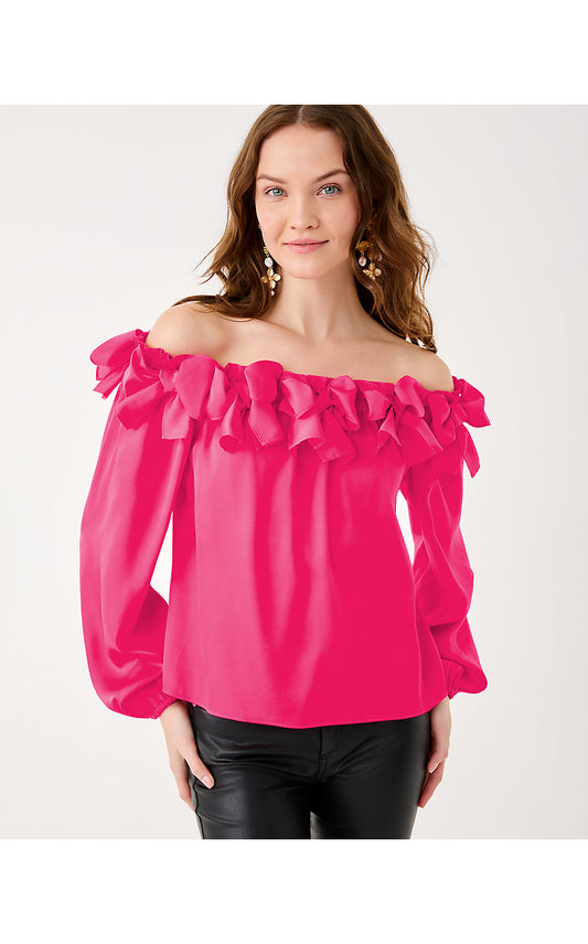 ANALEA OFF THE SHOULDER TOP, SUN SHELL PINK