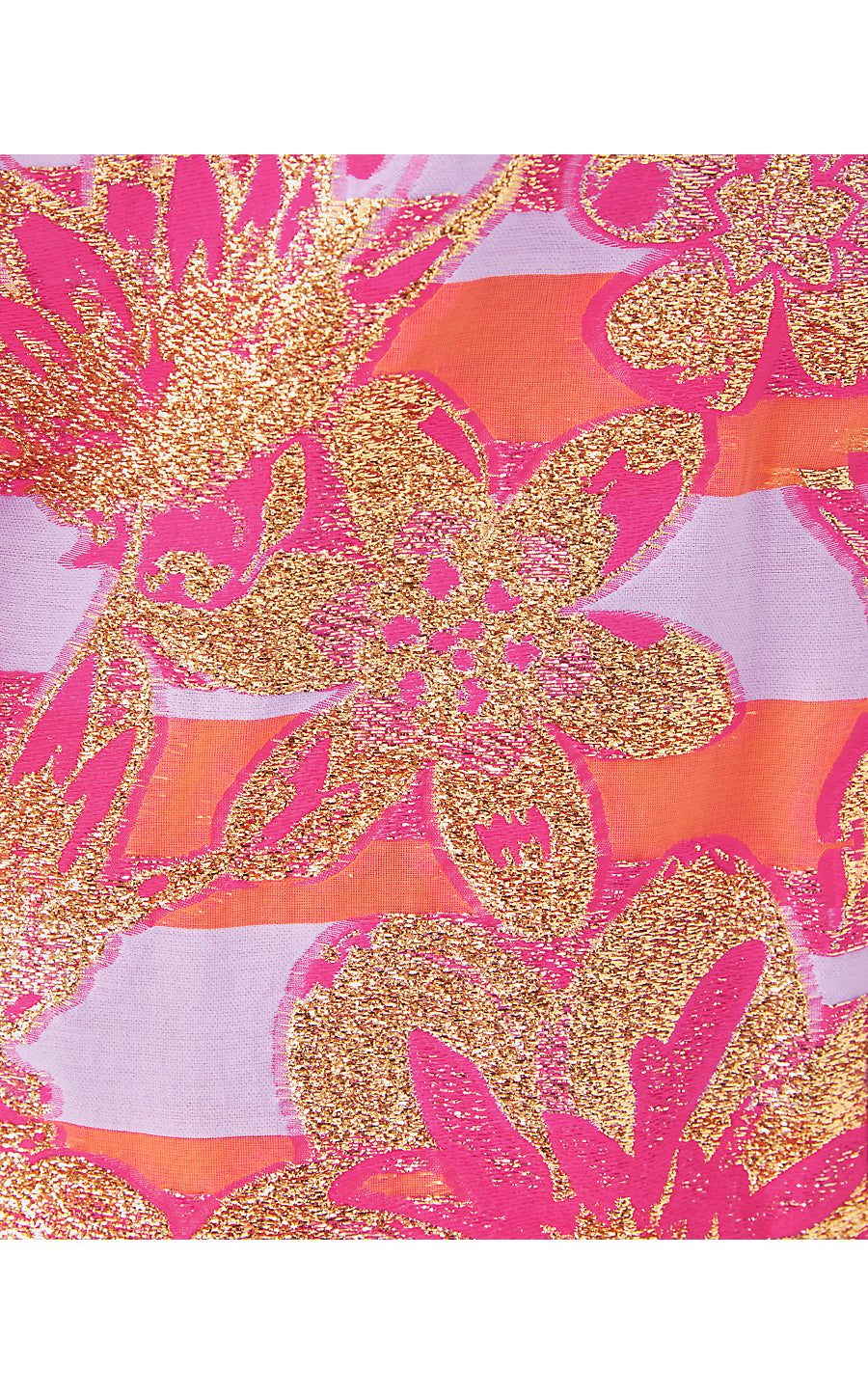 ASHLYNN DRESS, PAPAYA METALLIC FLORAL STRIPE JACQUARD
