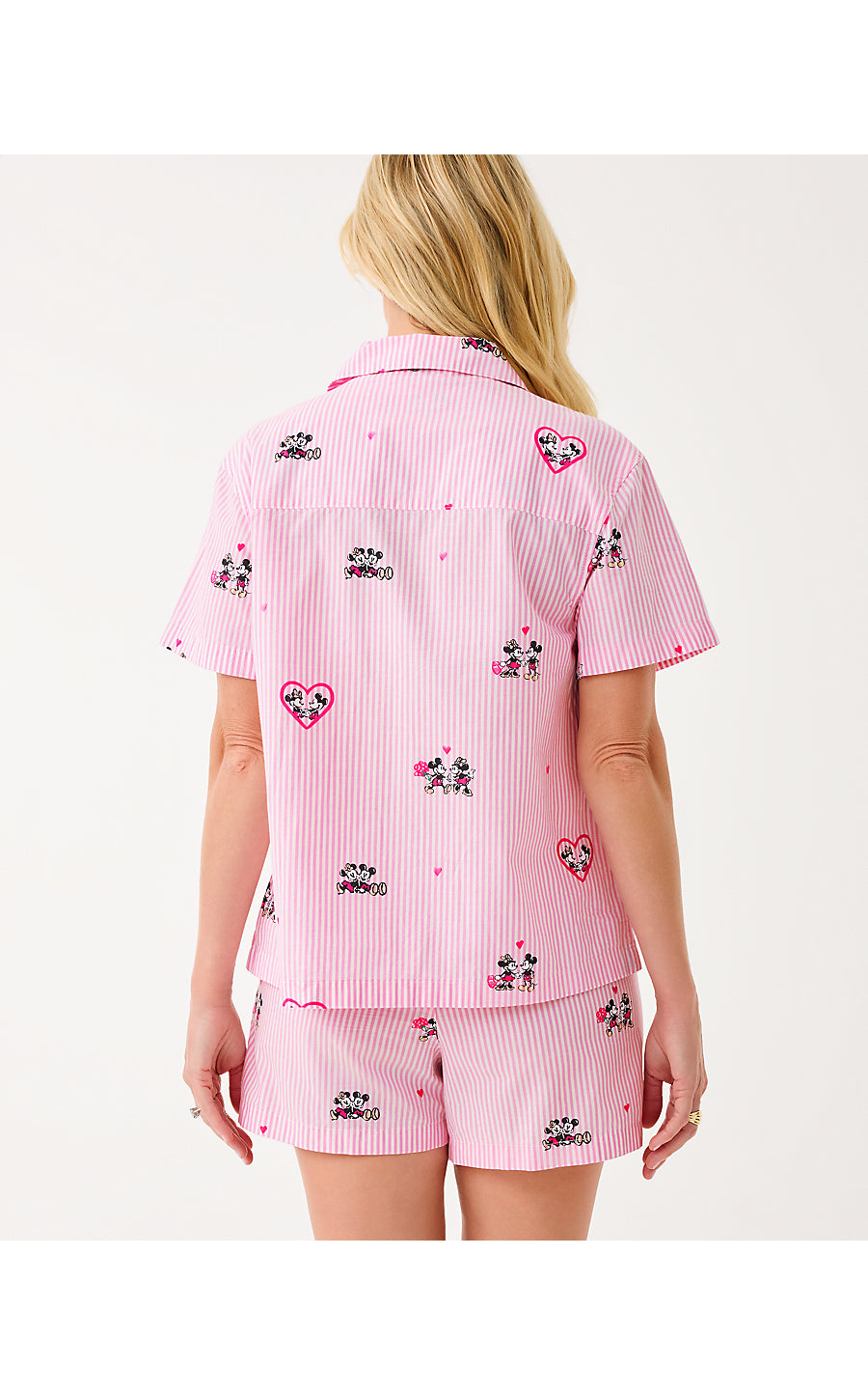 MARI PJ BUTTON-UP TOP, MULTI DISNEY HALF DROP OVERPRINT