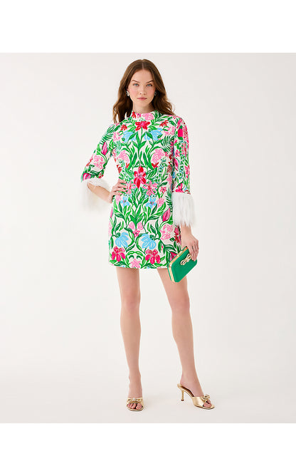 AGNES SKIRTED ROMPER, MULTI GLOWING GARDENS ENGINEERED ROMPER