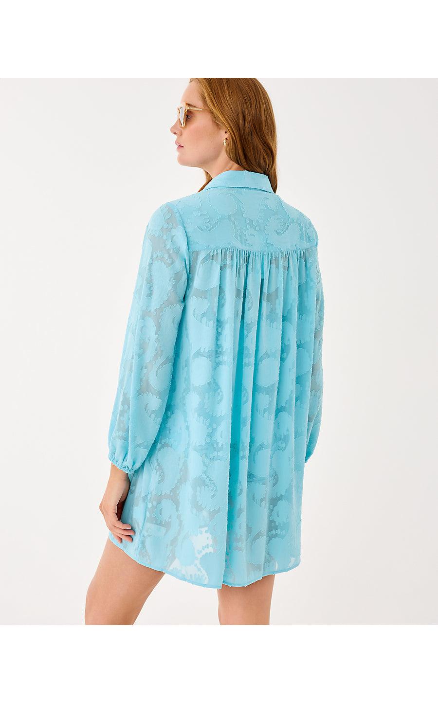 SADIRA CLIP COVERUP, BELLEVUE BLUE TANGERINE DREAM POLY CLIP