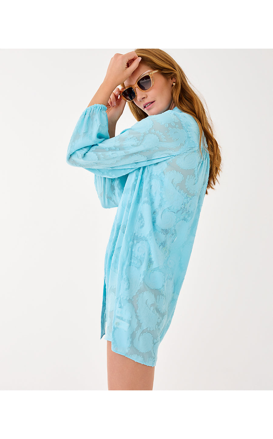 SADIRA CLIP COVERUP, BELLEVUE BLUE TANGERINE DREAM POLY CLIP