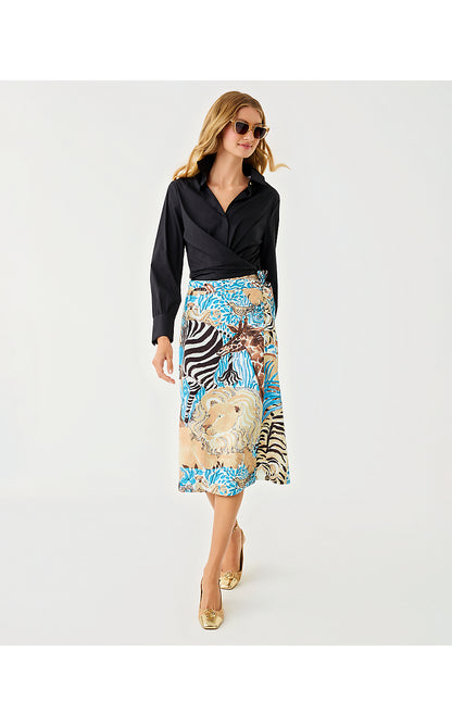 DUSTIN MIDI SKIRT, BREEZY AQUA OVERSIZED LILLYS ZOO