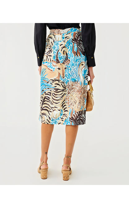 DUSTIN MIDI SKIRT, BREEZY AQUA OVERSIZED LILLYS ZOO
