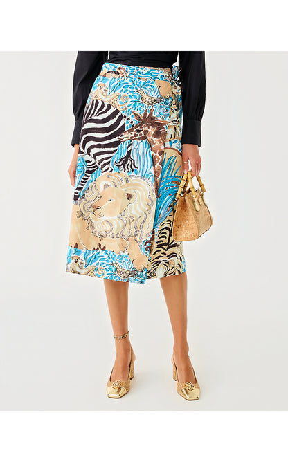 DUSTIN MIDI SKIRT, BREEZY AQUA OVERSIZED LILLYS ZOO
