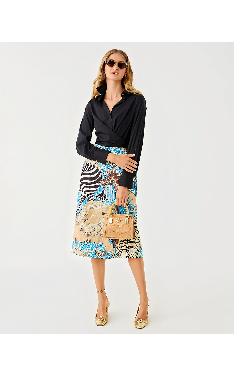 DUSTIN MIDI SKIRT, BREEZY AQUA OVERSIZED LILLYS ZOO