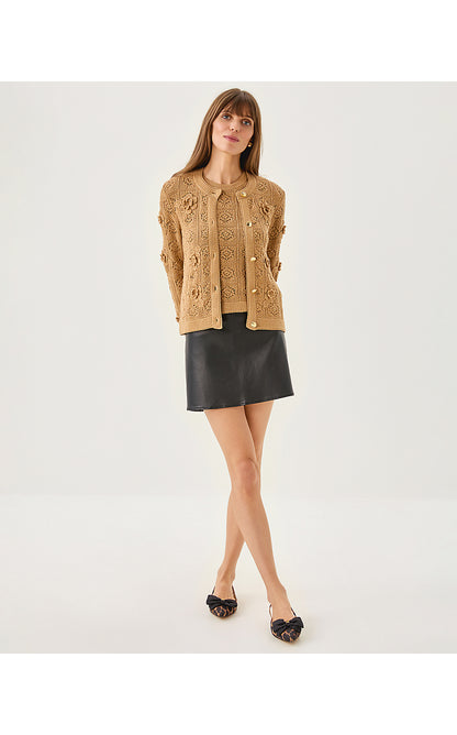 SARISSA STRETCH COATED MINI SKIRT, NOIR