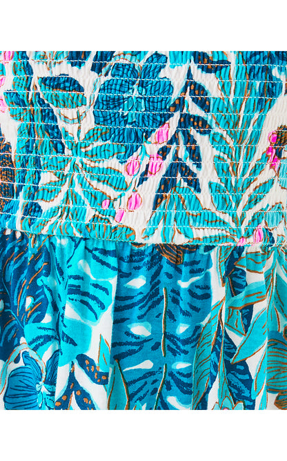 MINI JILLY LONG SLEEVED DRESS, BREEZY AQUA BEST FRONDS FOREVER