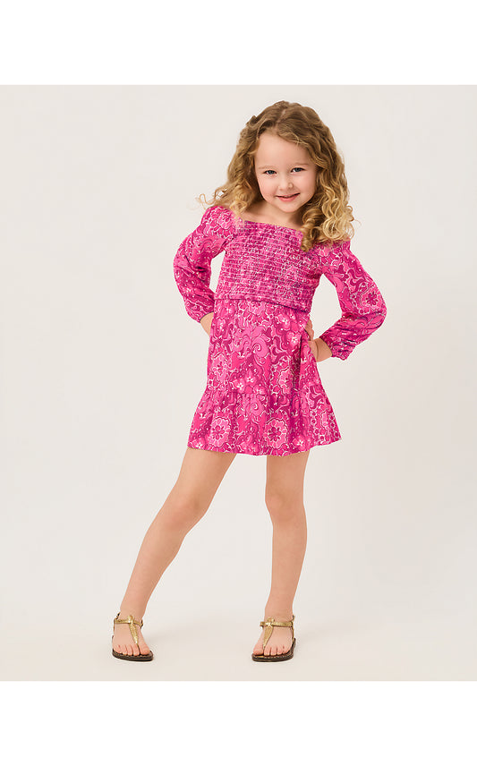 MINI JILLY LONG SLEEVED DRESS, PINK ASTER THE CASBAH ALLOVER