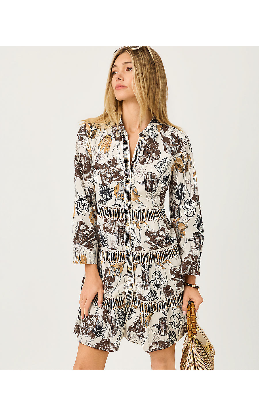 ANGIE DRESS, COCONUT BIG LILLYS ENGINEERED WOVEN DRESS
