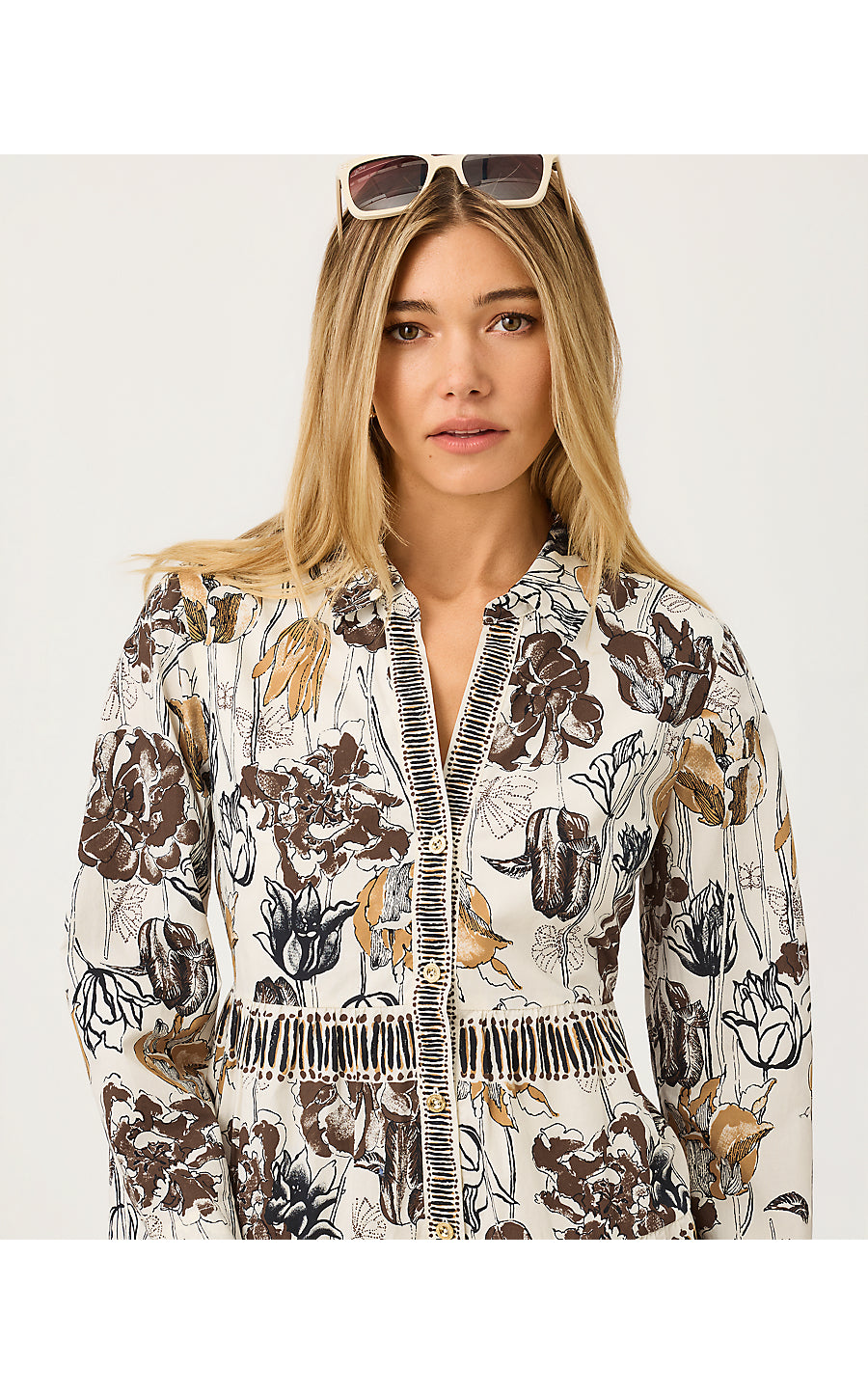 ANGIE DRESS, COCONUT BIG LILLYS ENGINEERED WOVEN DRESS