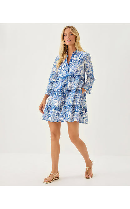 ANGIE DRESS, COCONUT UNFORGETTABLE ENGINEERED WOVEN DRESS