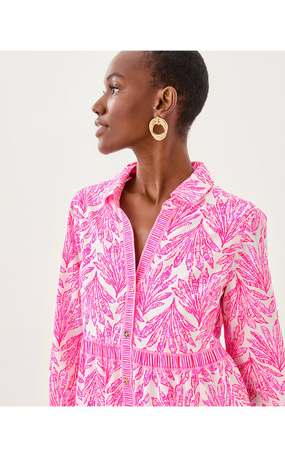 ANGIE DRESS, PINK BLISS SHADY BABE ENGINEERED WOVEN DRESS