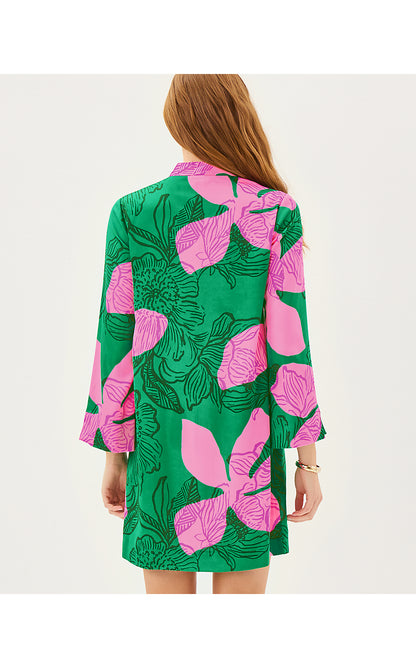 IRELLA CAFTAN DRESS, KITTS GREEN OVERSIZED SUNSET SHADOWS