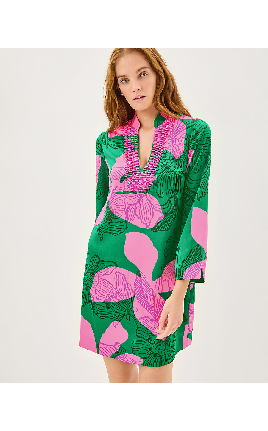 IRELLA CAFTAN DRESS, KITTS GREEN OVERSIZED SUNSET SHADOWS