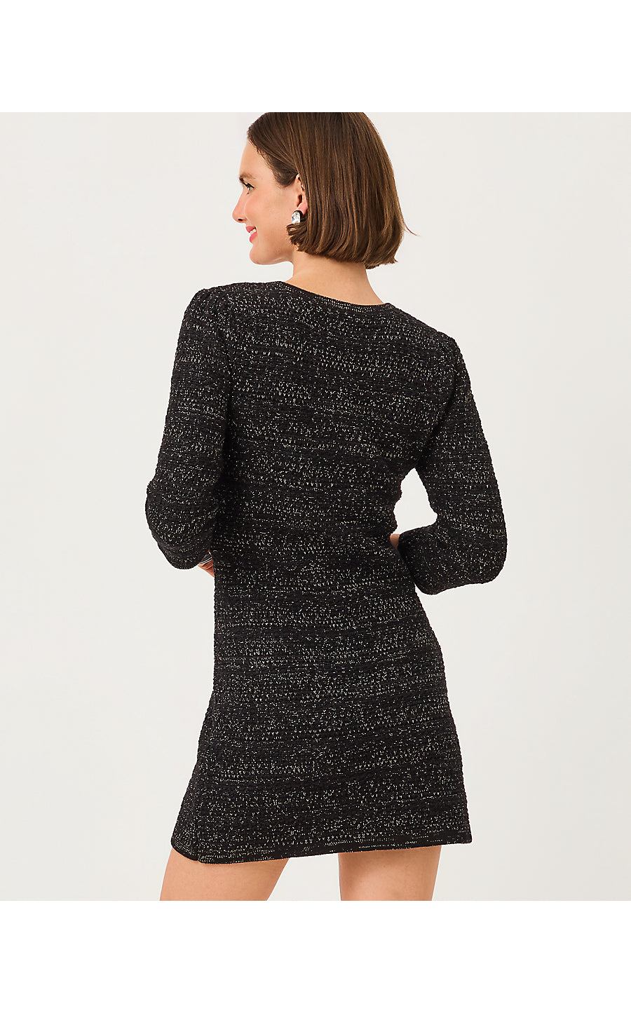 RHYSA SWEATER DRESS, BLACK METALLIC MARL