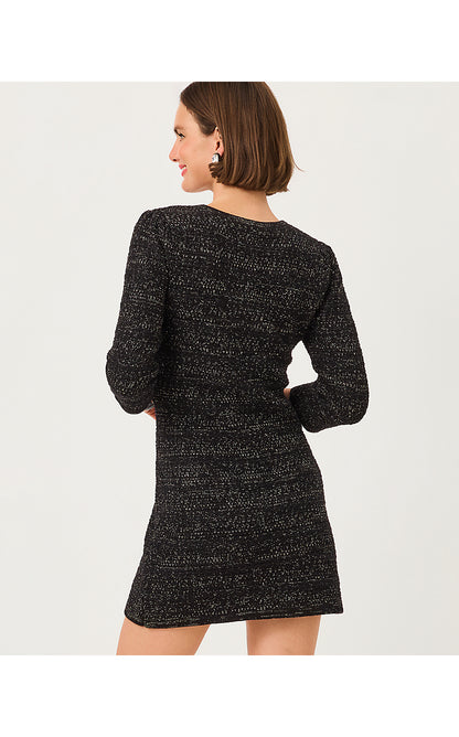 RHYSA SWEATER DRESS, BLACK METALLIC MARL