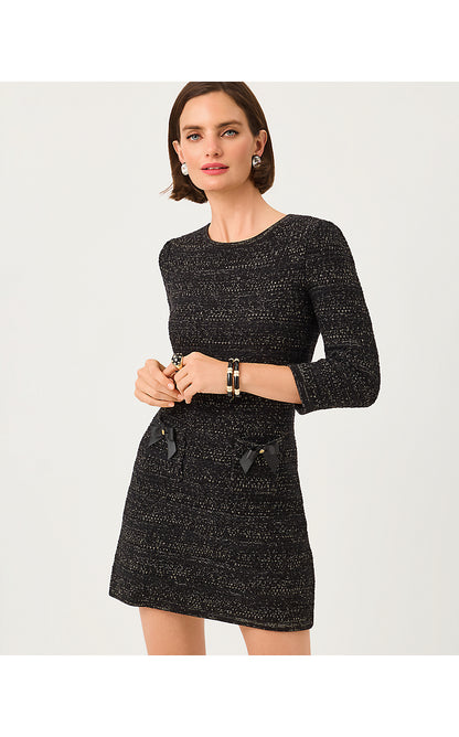 RHYSA SWEATER DRESS, BLACK METALLIC MARL