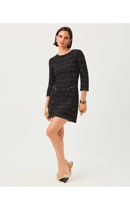 RHYSA SWEATER DRESS, BLACK METALLIC MARL